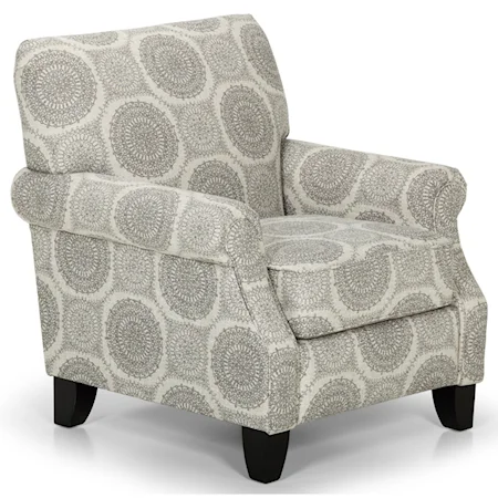 Transitional Upholstered Accent Chair with Exposed Wood Legs